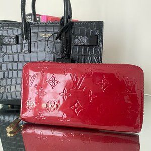 Louis Vuitton Red Zippy Patent Leather Wallet